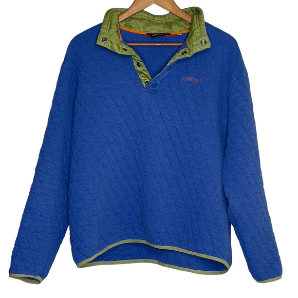 Orvis Other - Orvis Outdoor Quilted Mens Large Trout Bum Blue Snap Sweatshirt